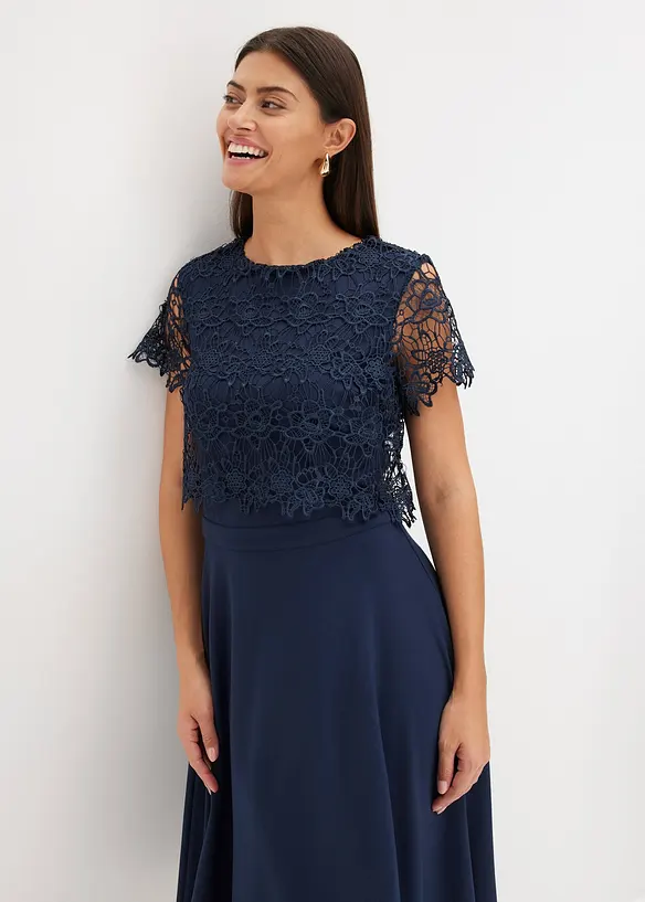 Abito midi con pizzo, bonprix