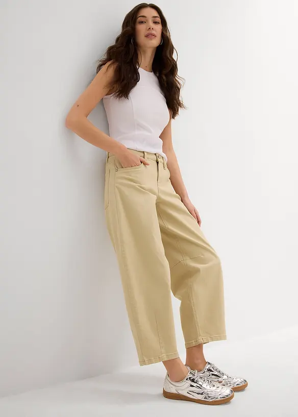 Pantaloni in twill di cotone elasticizzato, bonprix