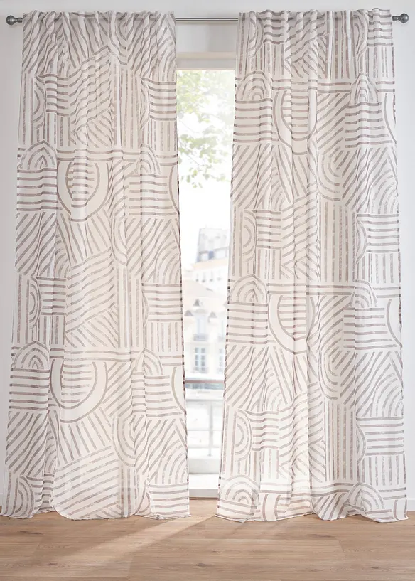 Tenda trasparente in fantasia grafica (pacco da 1), bonprix