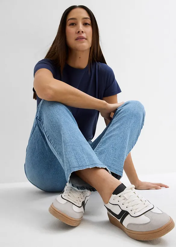 Jeans straight, vita media, bonprix