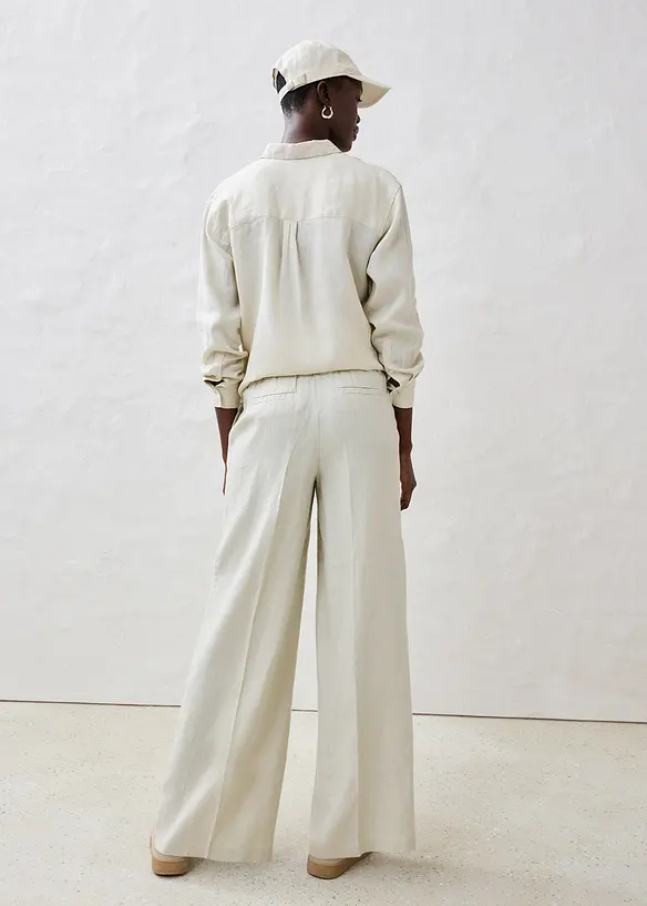 Pantaloni con pinces in puro lino, bonprix