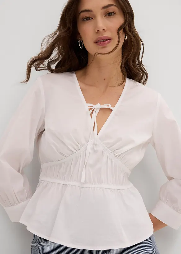 Blusa arricciata con cuciture elasticizzate, bonprix