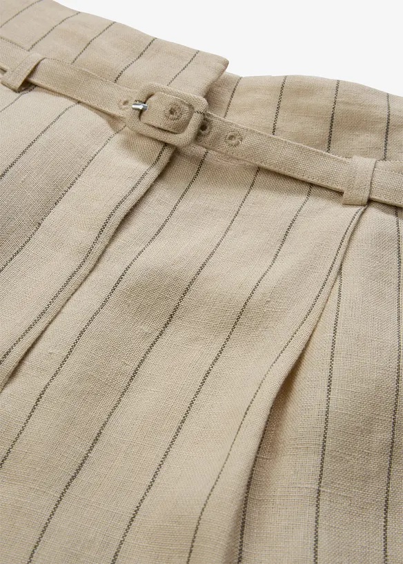 Pantaloni con cintura (set 2 pezzi) in puro lino, bonprix
