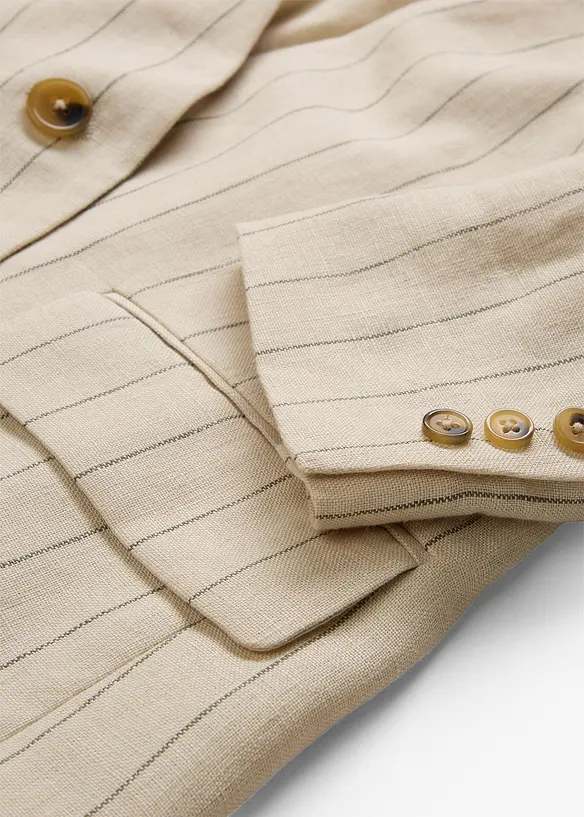 Blazer senza colletto in puro lino, bonprix