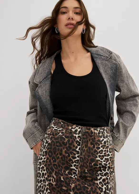 Gonna di jeans in cotone elasticizzato, bonprix