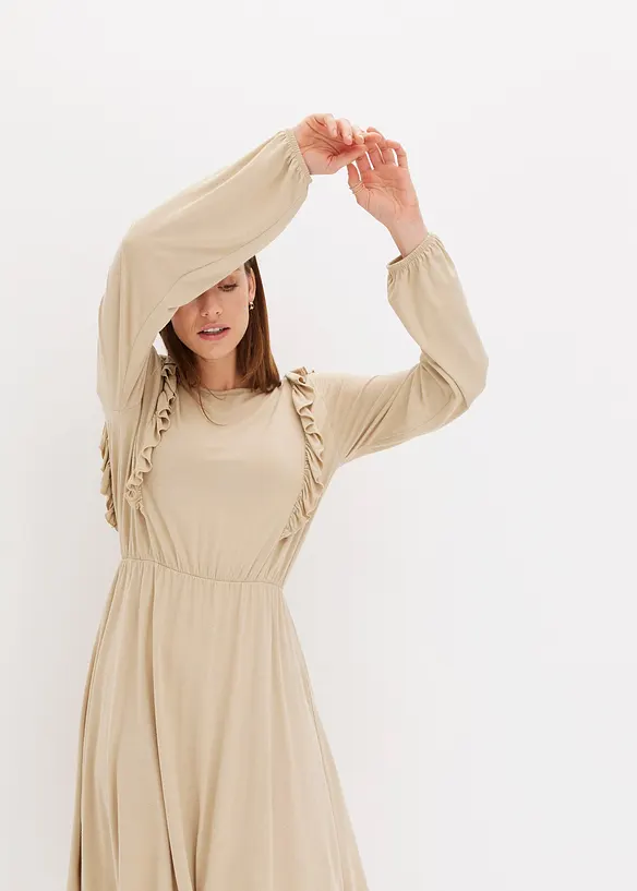 Abito di jersey con volant, bonprix