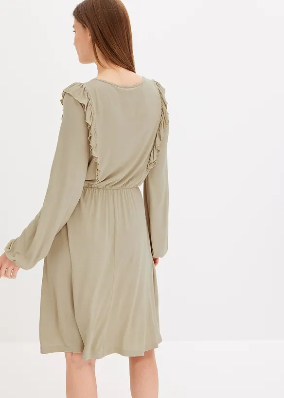 Abito di jersey con volant, bonprix