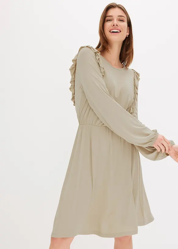 Abito di jersey con volant, bonprix