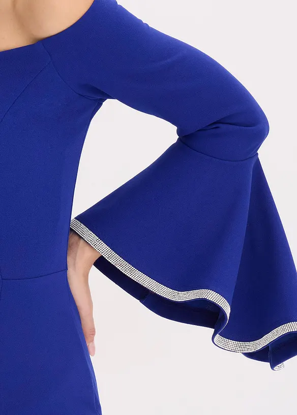 Abito con spalle scoperte in crêpe strutturato, bonprix