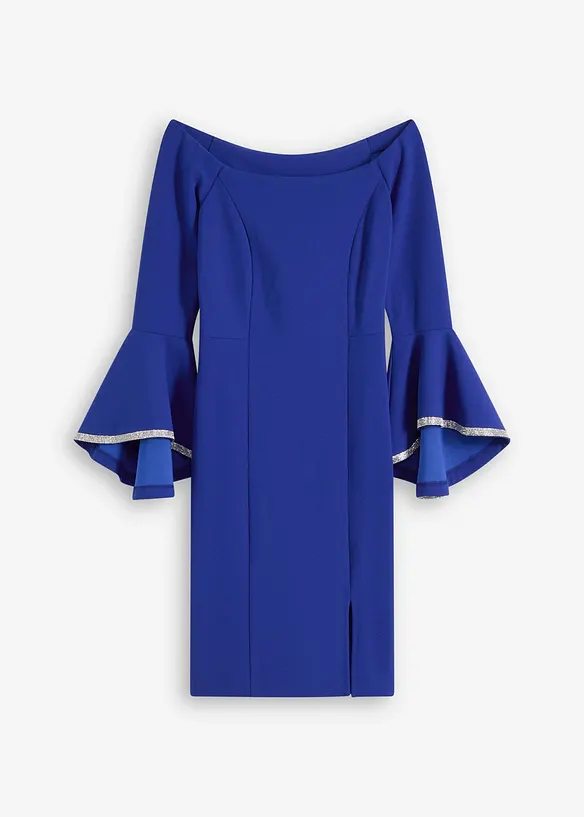 Abito con spalle scoperte in crêpe strutturato, bonprix
