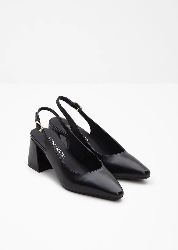 Décolleté slingback in pelle, bonprix