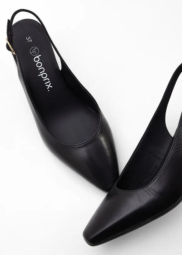 Décolleté slingback in pelle, bonprix
