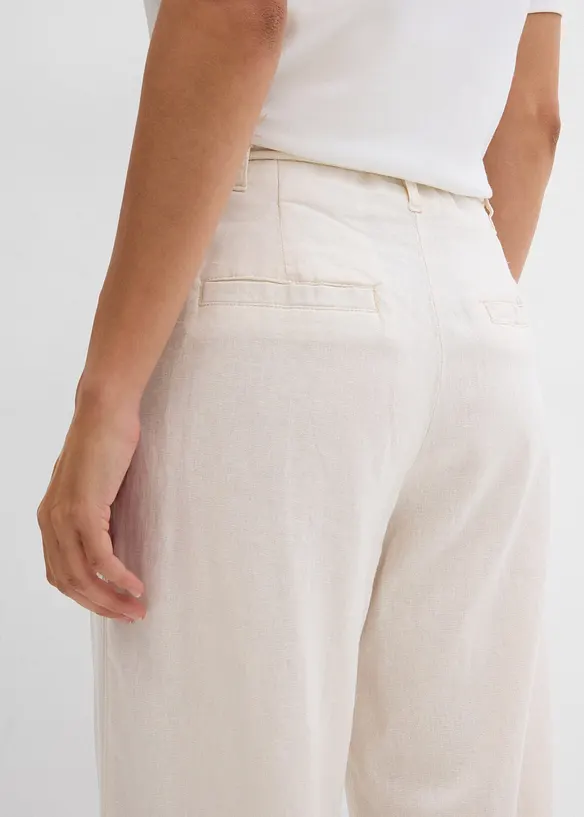 Pantaloni paper bag in misto lino leggero, bonprix