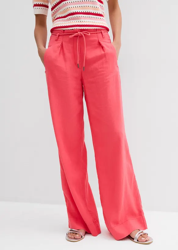 Pantaloni paper bag in misto lino leggero, bonprix