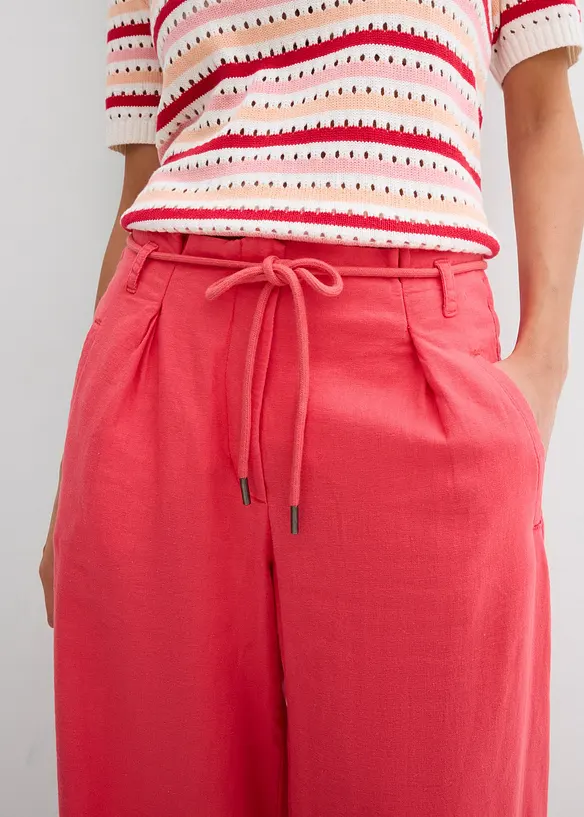 Pantaloni paper bag in misto lino leggero, bonprix