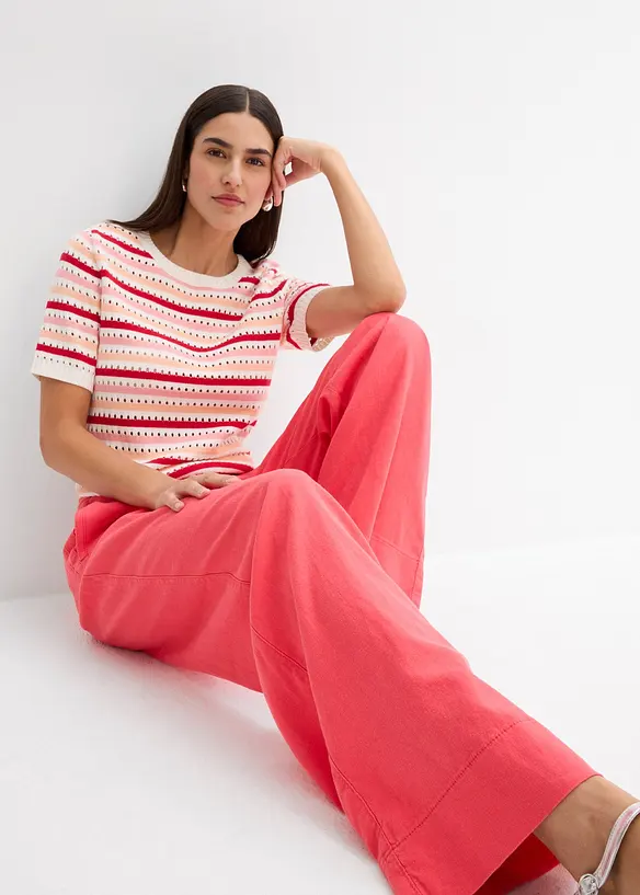 Pantaloni paper bag in misto lino leggero, bonprix