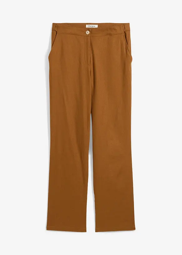 Pantaloni in misto lino e viscosa, vita alta, bonprix