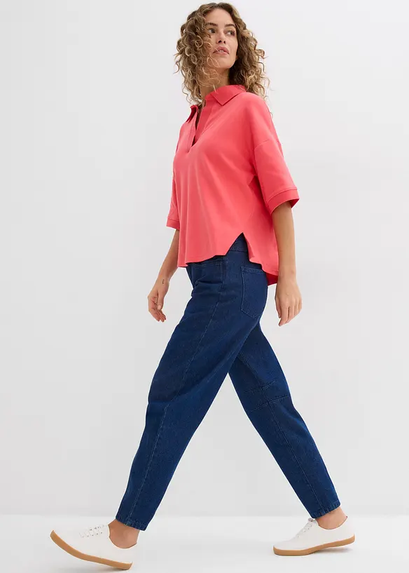 Jeans barrel in cotone biologico, vita media, bonprix