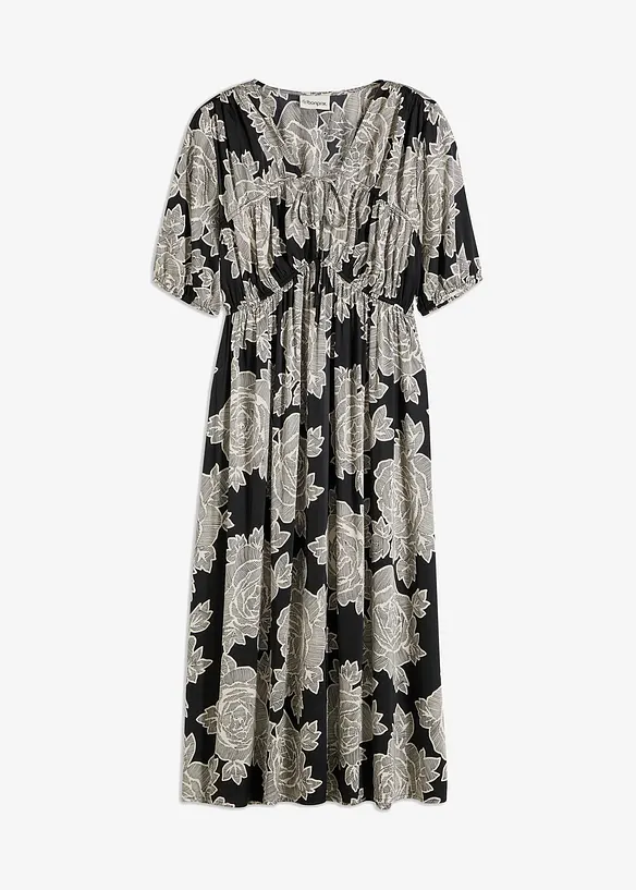 Abito midi in satin fluente fantasia, bonprix