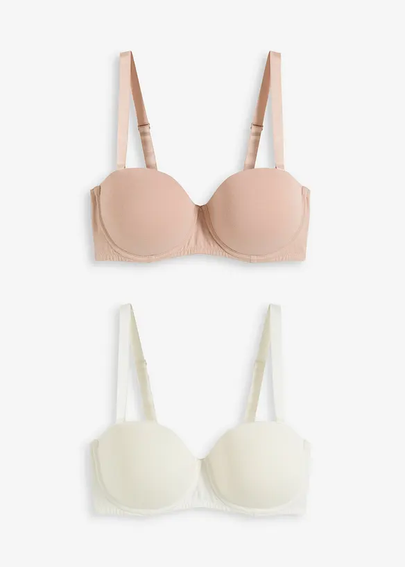 Reggiseno multiway con ferretto e cotone biologico (pacco da 2), bonprix