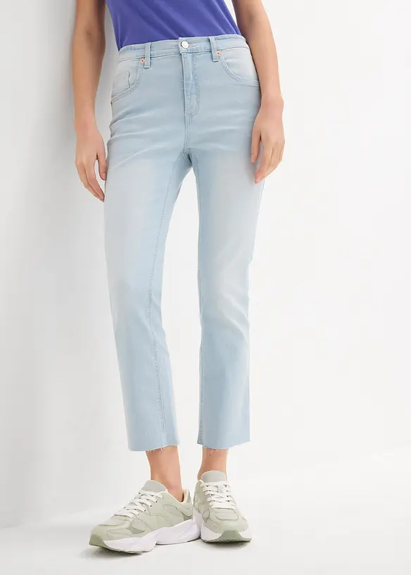 Jeans flared cropped, vita alta, bonprix