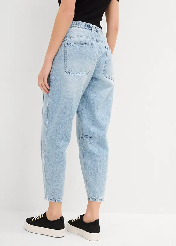 Jeans barrel cropped low stretch, vita media, bonprix
