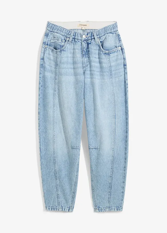 Jeans barrel cropped low stretch, vita media, bonprix