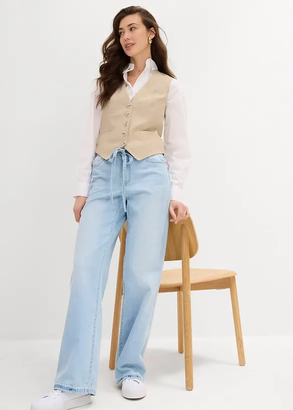 Jeans wide leg con cintura, vita media, bonprix