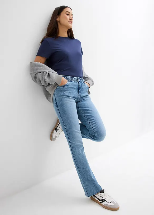 Jeans straight, vita media, bonprix