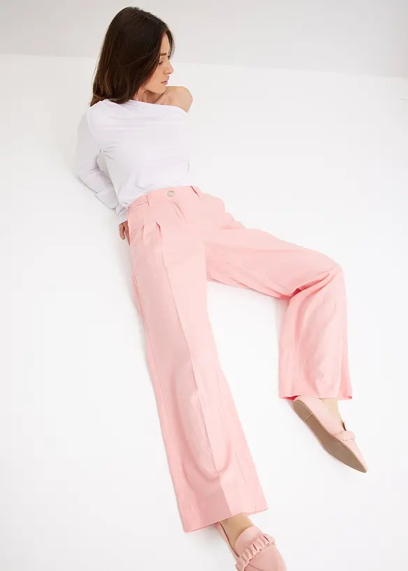 Pantaloni a palazzo in misto lino leggero, bonprix