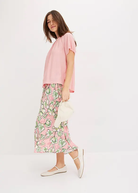 Blusa in crinkle operato, bonprix