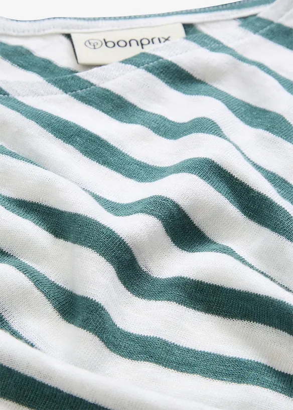 Maglia in lino con maniche a pipistrello e scollo a V, bonprix