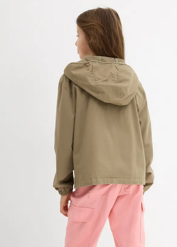 Giacca in twill con tasche applicate e cappuccio, bonprix