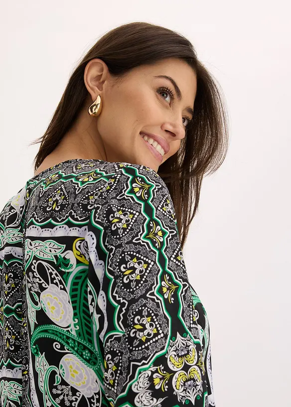 Abito a portafoglio in satin fantasia, bonprix