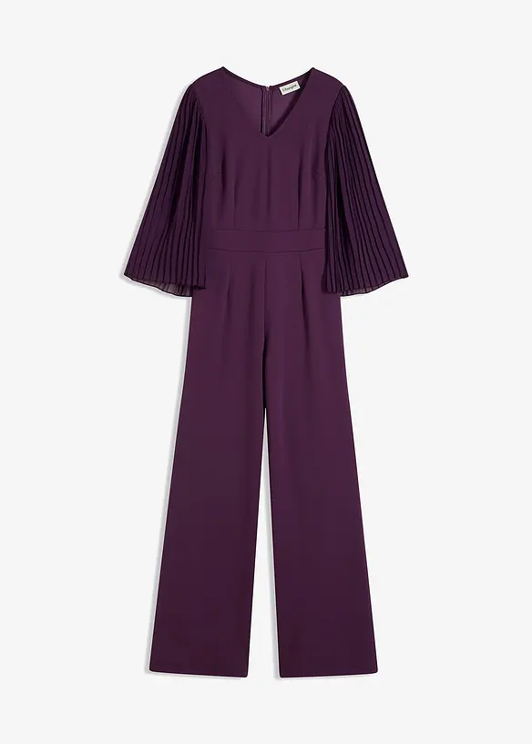 Tuta in jersey con maniche plissettate in fine chiffon, bonprix