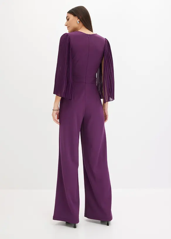Tuta in jersey con maniche plissettate in fine chiffon, bonprix