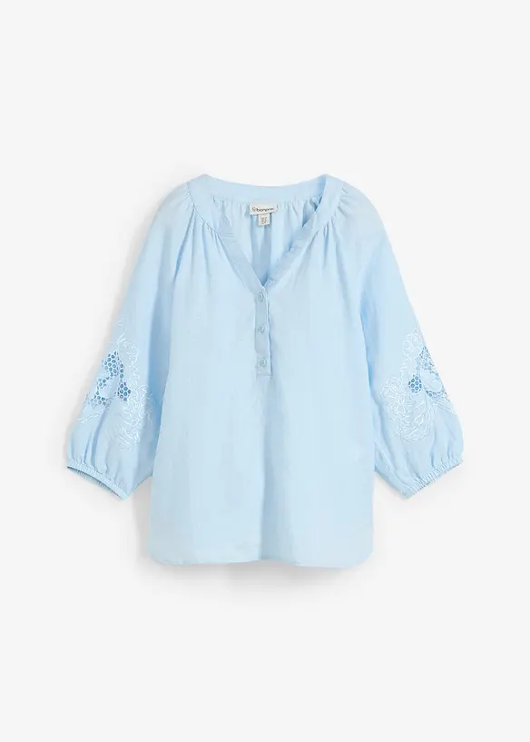 Tunica in puro lino con ricami traforati, bonprix