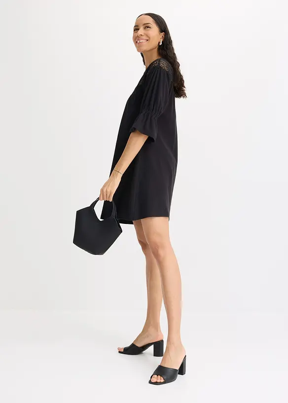 Abito in jersey con pizzo traforato, bonprix