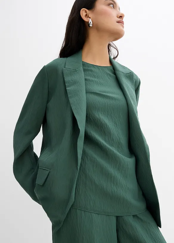 Blazer in misto viscosa crinkle strutturato, bonprix