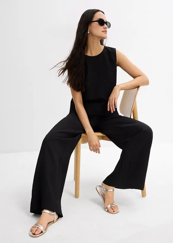 Top in misto viscosa crinkle, bonprix