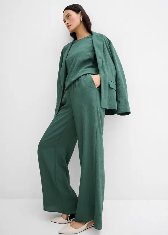 Pantaloni in misto viscosa crinkle strutturato, bonprix