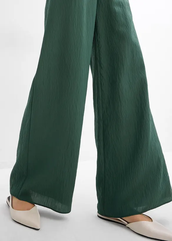 Pantaloni in misto viscosa crinkle strutturato, bonprix
