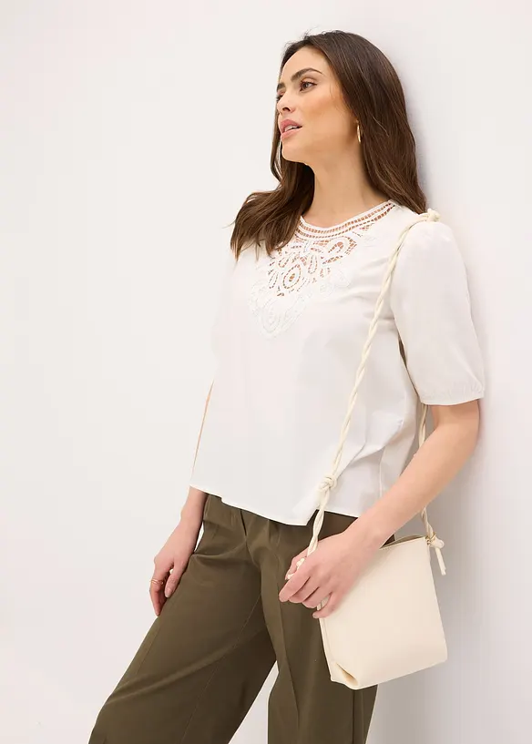 Blusa a maniche corte con pizzo, bonprix