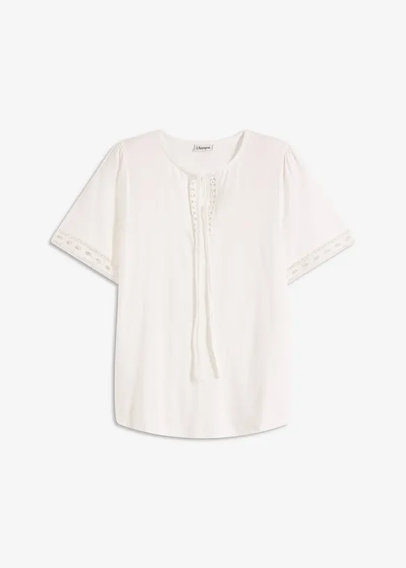 Maglia lunga con bordi in pizzo, bonprix