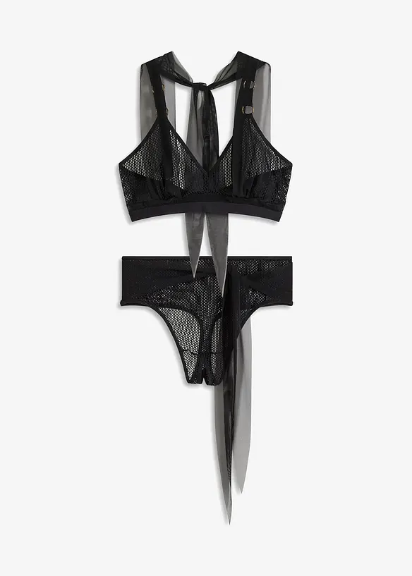 Bralette e perizoma ouvert a vita alta (set 2 pezzi), bonprix