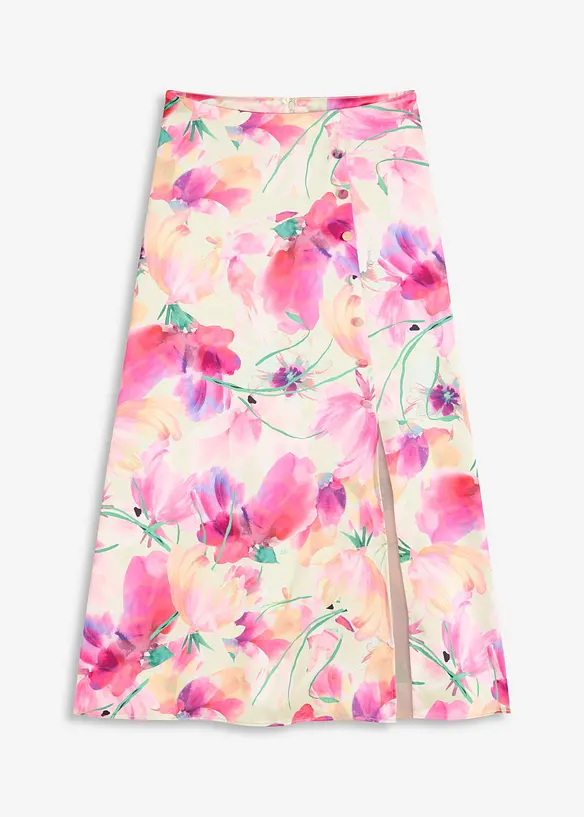Gonna lunga in satin con bottoni decorativi, bonprix