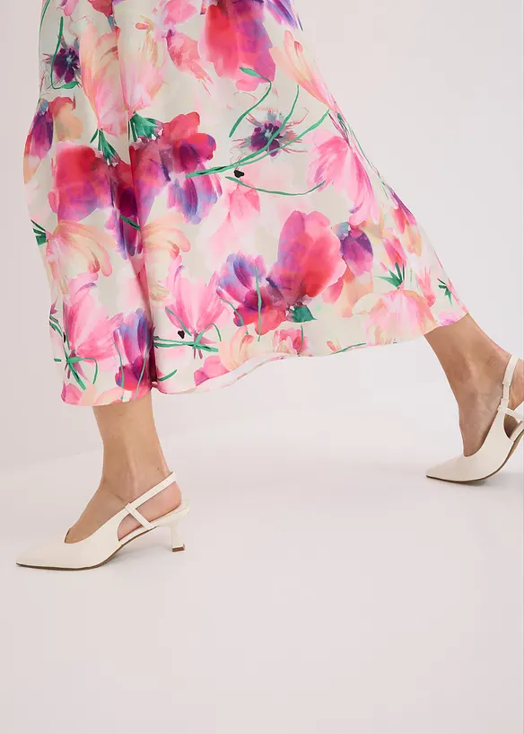 Gonna lunga in satin con bottoni decorativi, bonprix