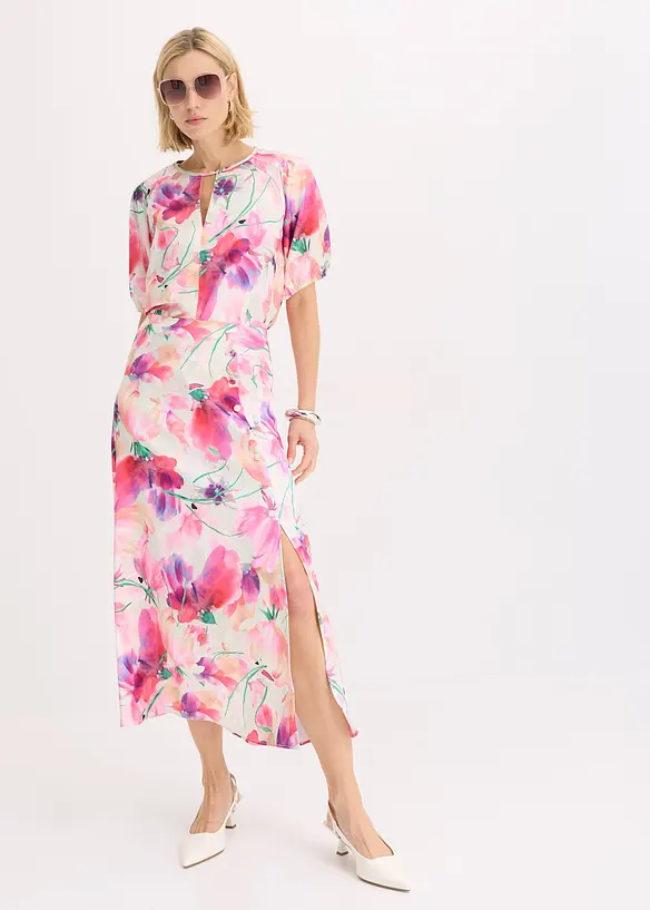 Gonna lunga in satin con bottoni decorativi, bonprix