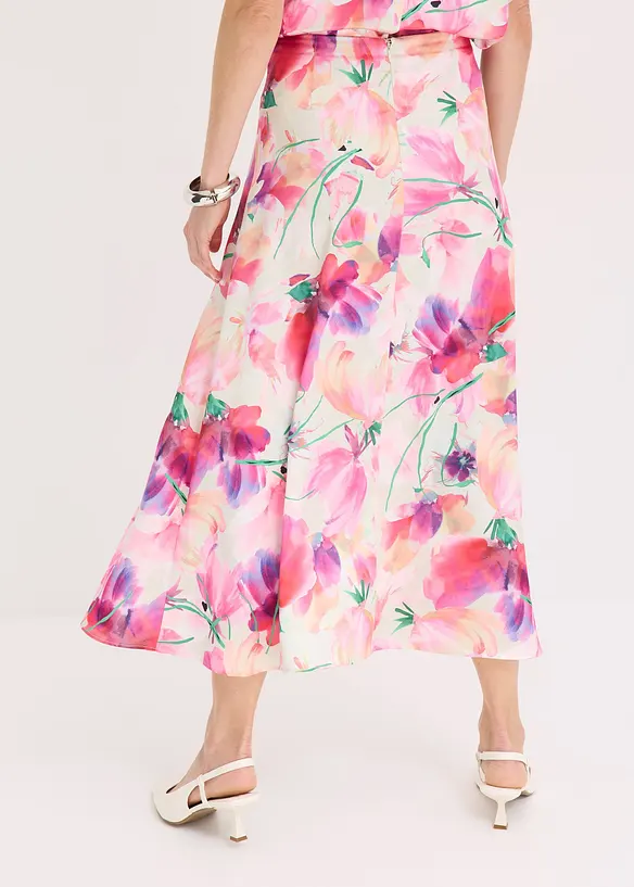 Gonna lunga in satin con bottoni decorativi, bonprix
