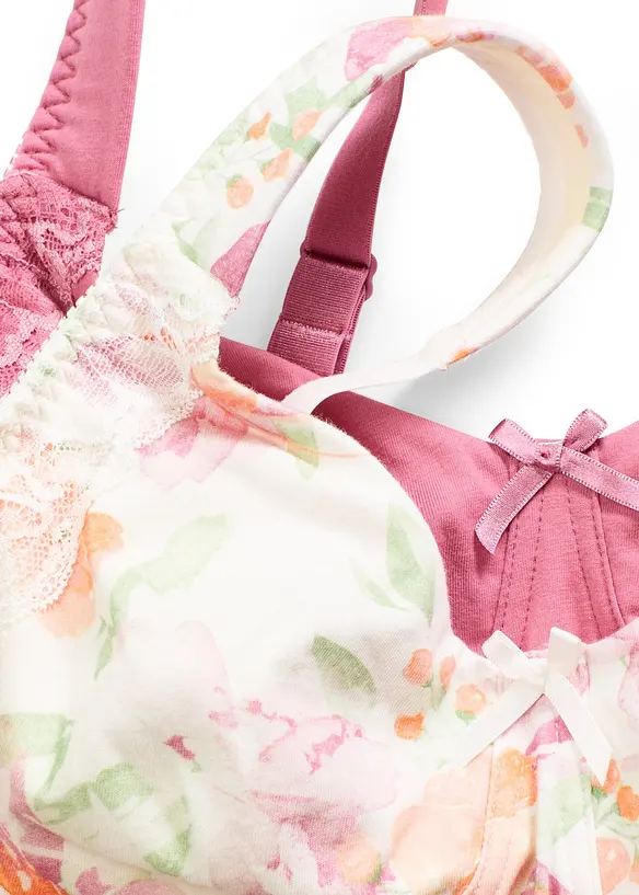 Reggiseno minimizer senza ferretto con cotone (pacco da 2), bonprix